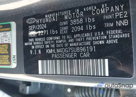 2025 Hyundai Elantra Sel Sport z USA, uszkodzony, nr VIN KMHLM4DG7SU896191